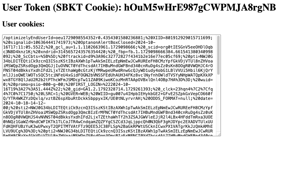 Session token captured on the catcher page (token redacted)